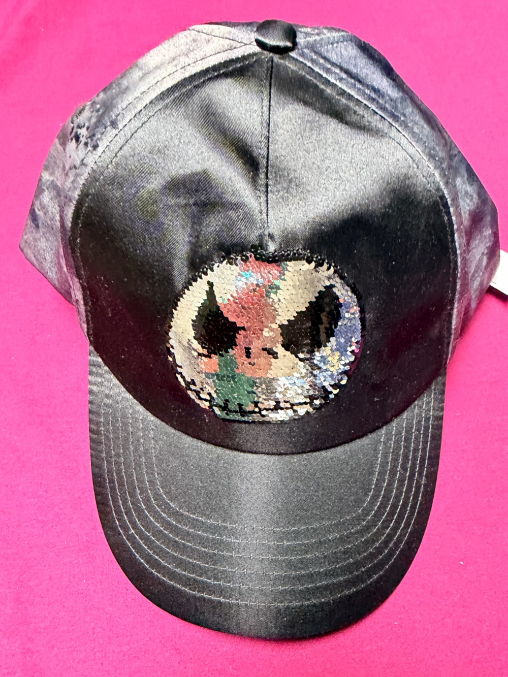 Disney Parks Adult Black Cap with Jack Skellingto Sequin Patch